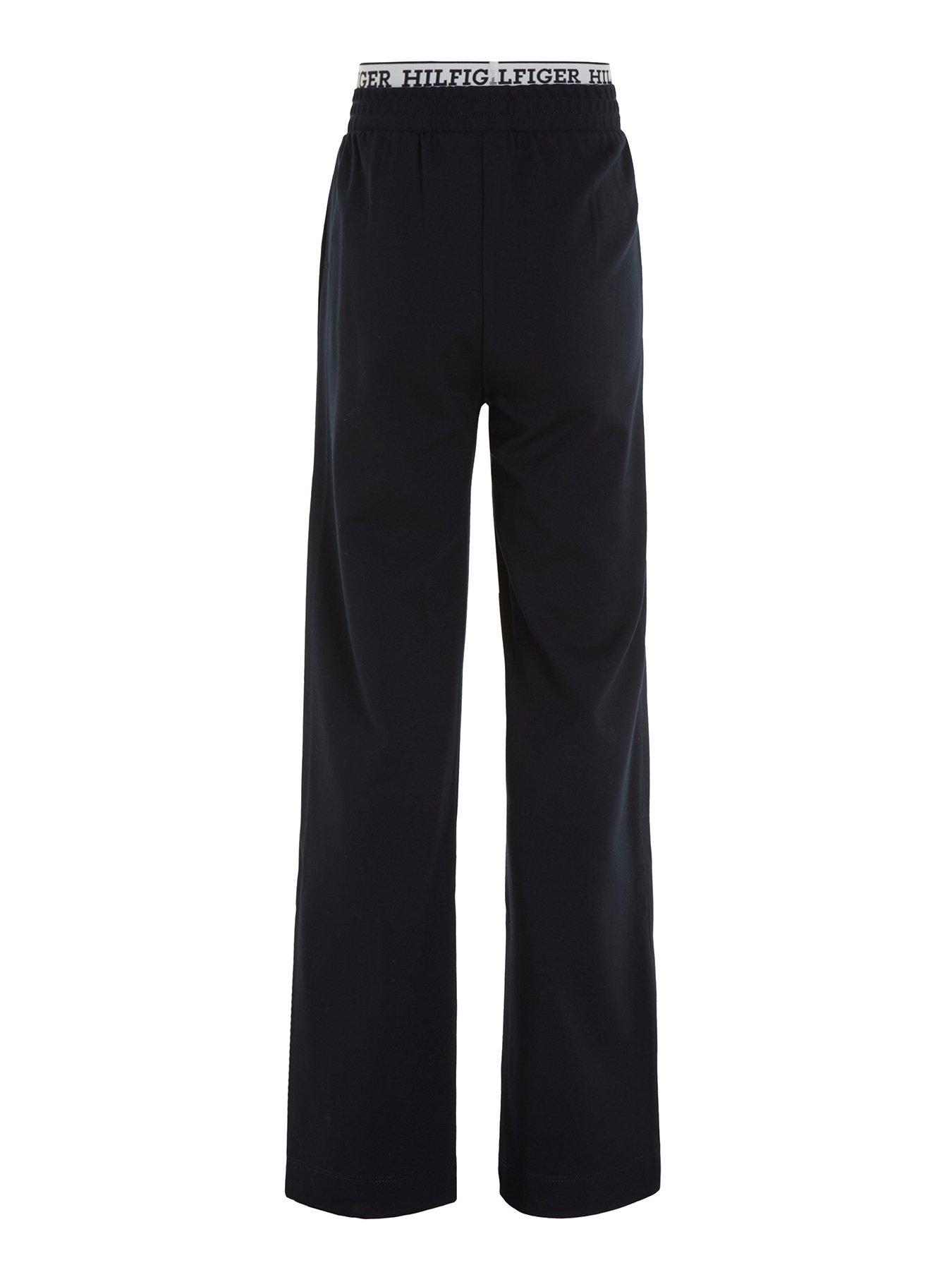 Tommy Hilfiger Girls Monotype Tape Wide Leg Sweatpant - Navy, Navy, Size Age: 8 Years, Women