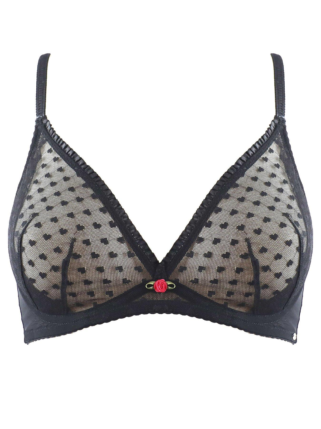 Image 5 of 5 of Pretty Polly Underwired Heart Mesh Triangle Bra - Black