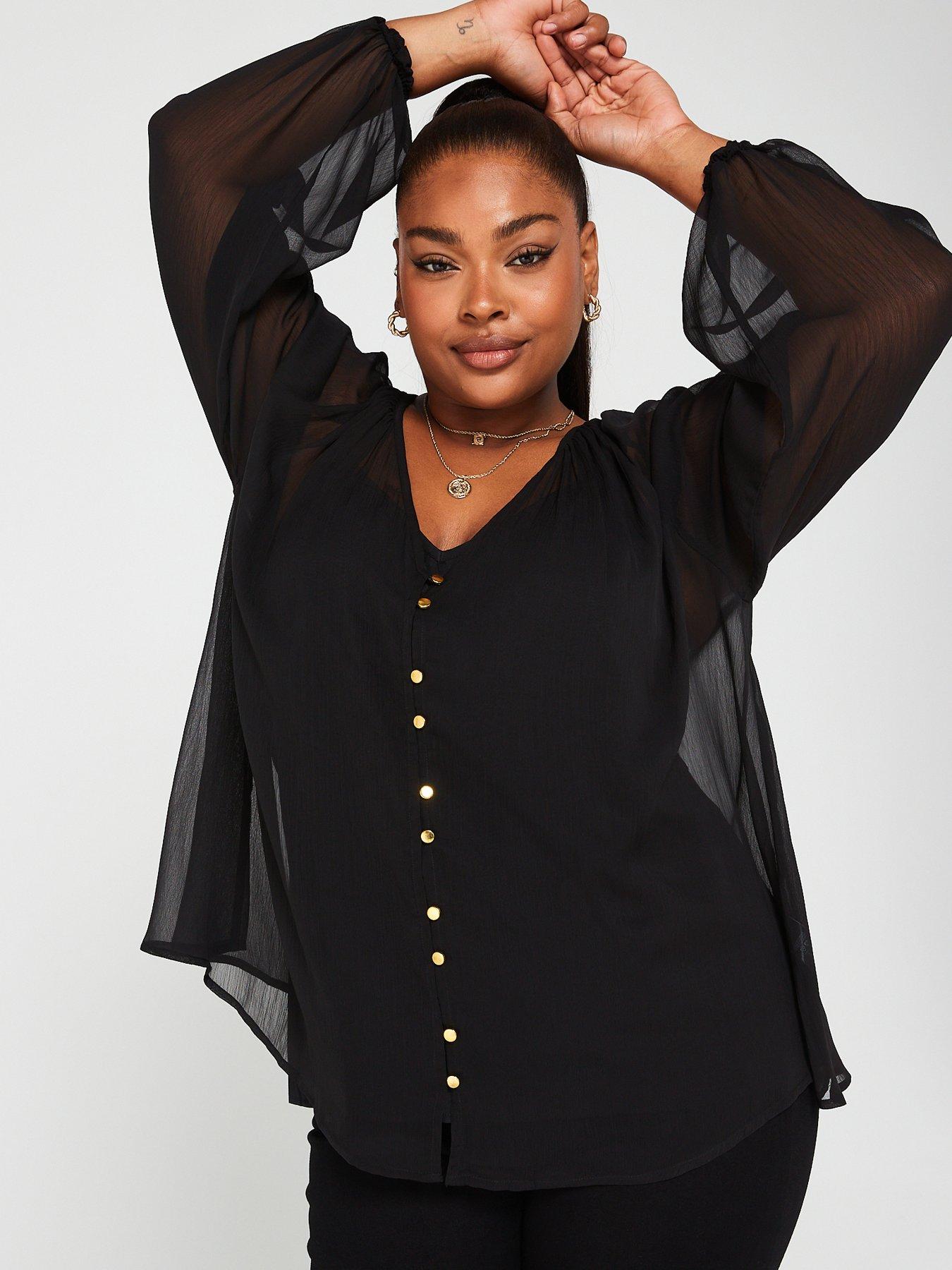 Sheer black blouse online