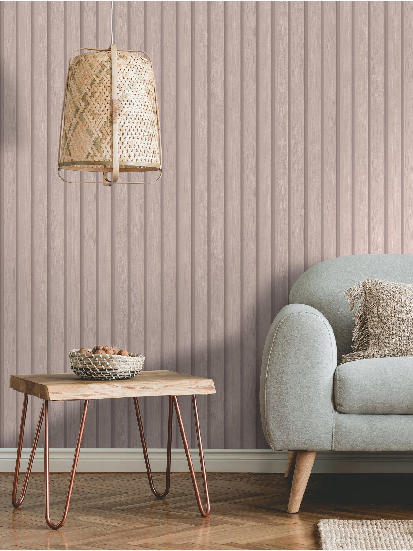 Holden Decor Wood Slat Wallpaper - Pink