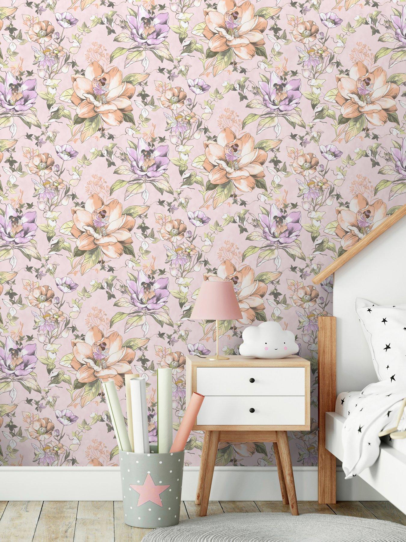 Product photograph of Holden Decor Floral Fairies Wallpaper - Pink from very.co.uk