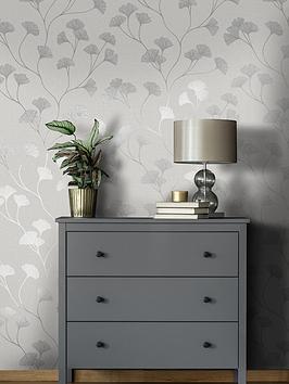 Product photograph of Holden Decor Glistening Ginkgo Wallpaper - Grey Silver from very.co.uk