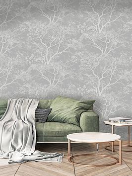 Product photograph of Holden Decor Whispering Trees Wallpaper - Grey from very.co.uk