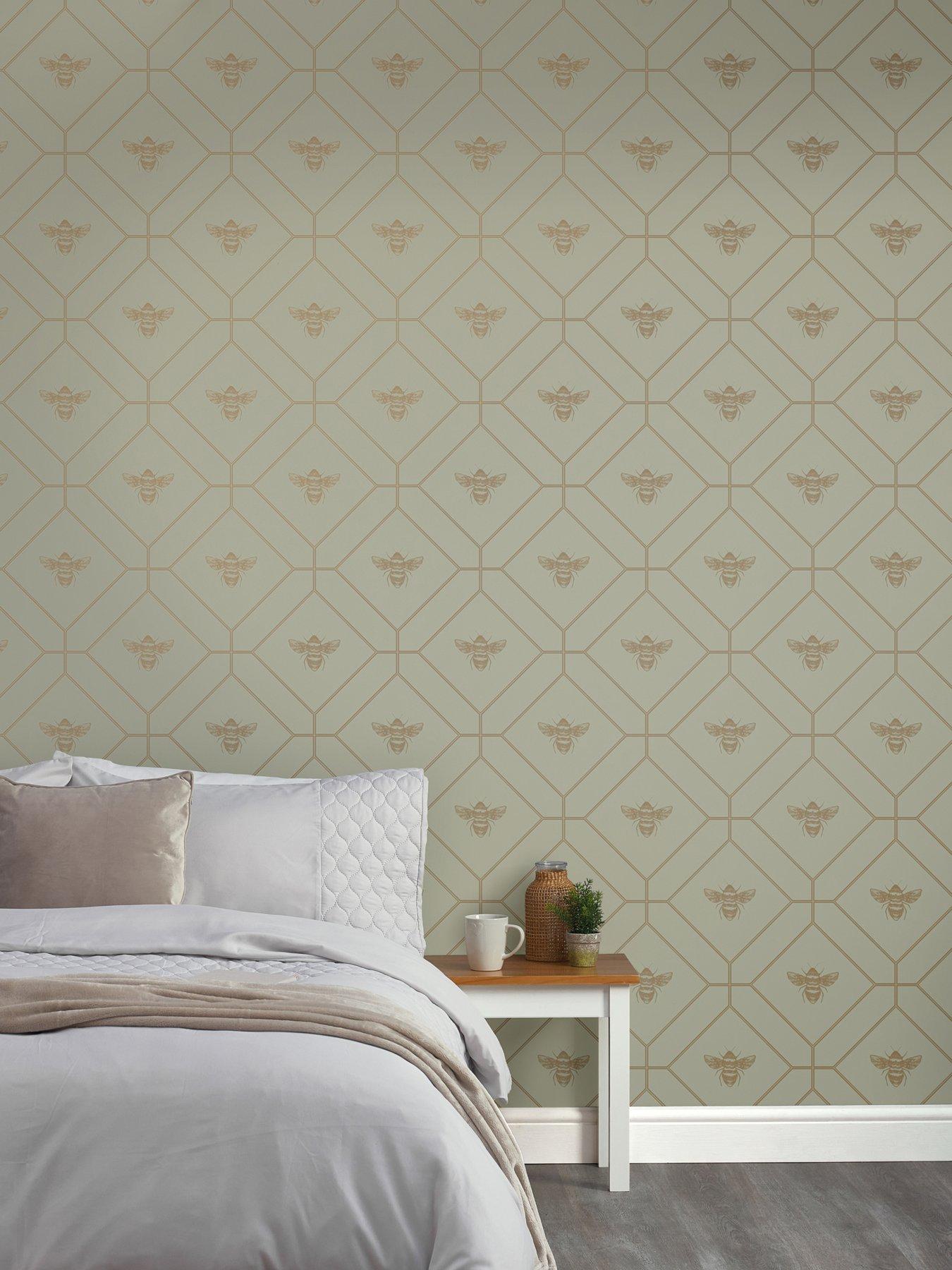 Product photograph of Holden D Cor Honeycomb Bee Wallpaper - Green from very.co.uk