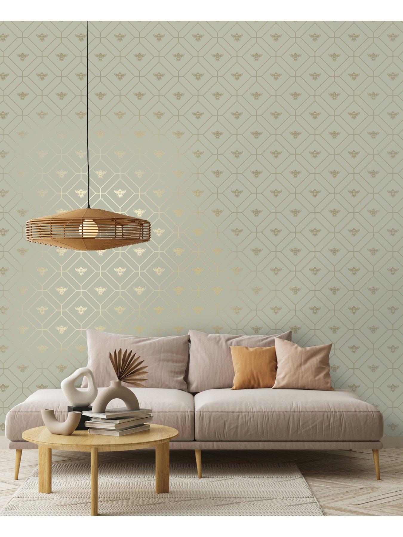 Holden D??cor Honeycomb Bee Wallpaper - Green | very.co.uk