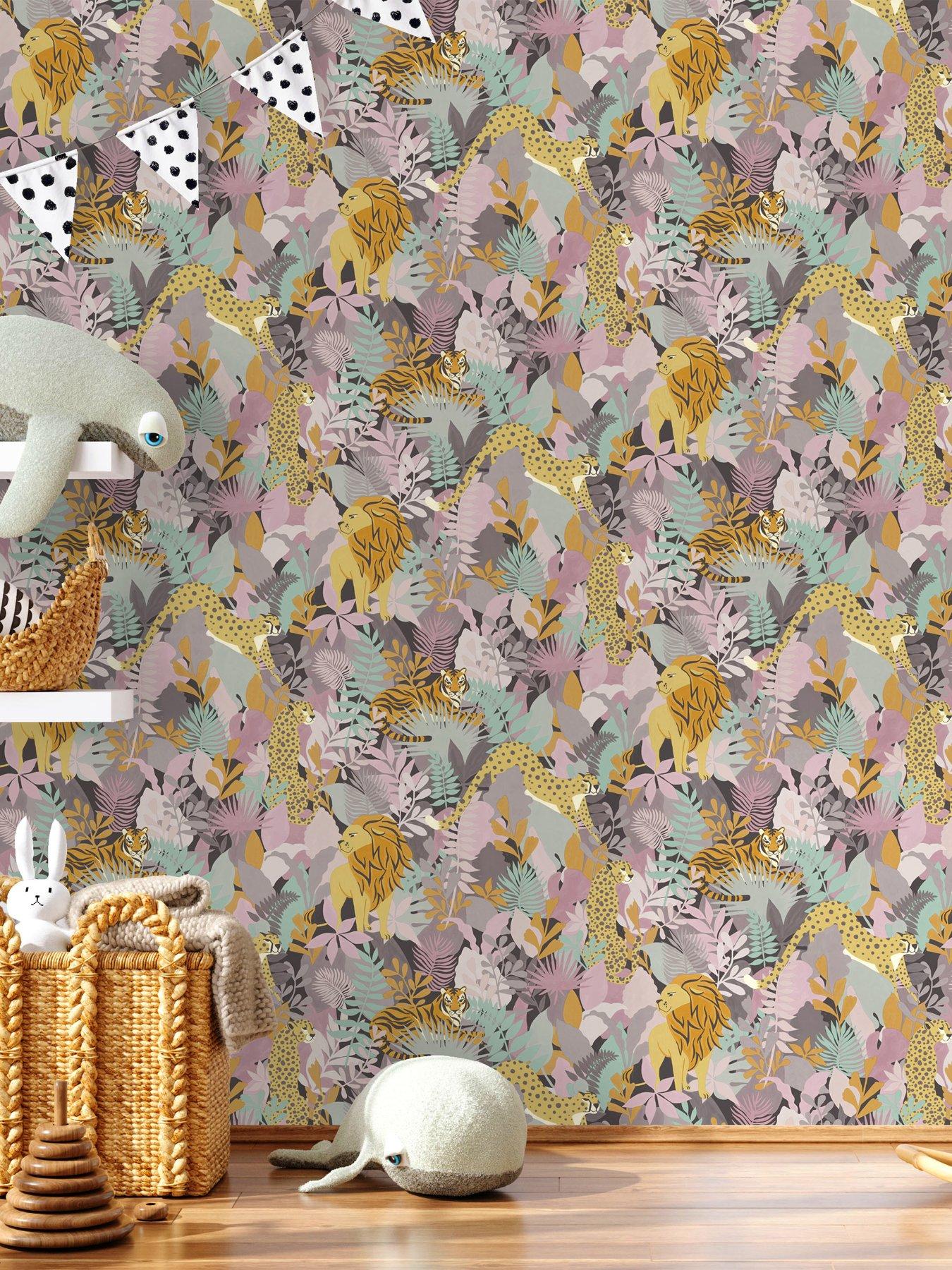 Product photograph of Holden Decor Animal Kingdom Wallpaper - Pink from very.co.uk
