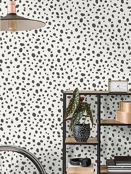 Product photograph of Holden Decor Dalmatian Wallpaper - Black White from very.co.uk