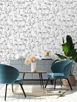 Product photograph of Holden Decor Abstract Faces Wallpaper Ndash Black White from very.co.uk