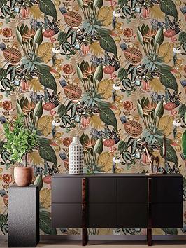 Product photograph of Holden Decor Wonderland Wallpaper - Gold from very.co.uk