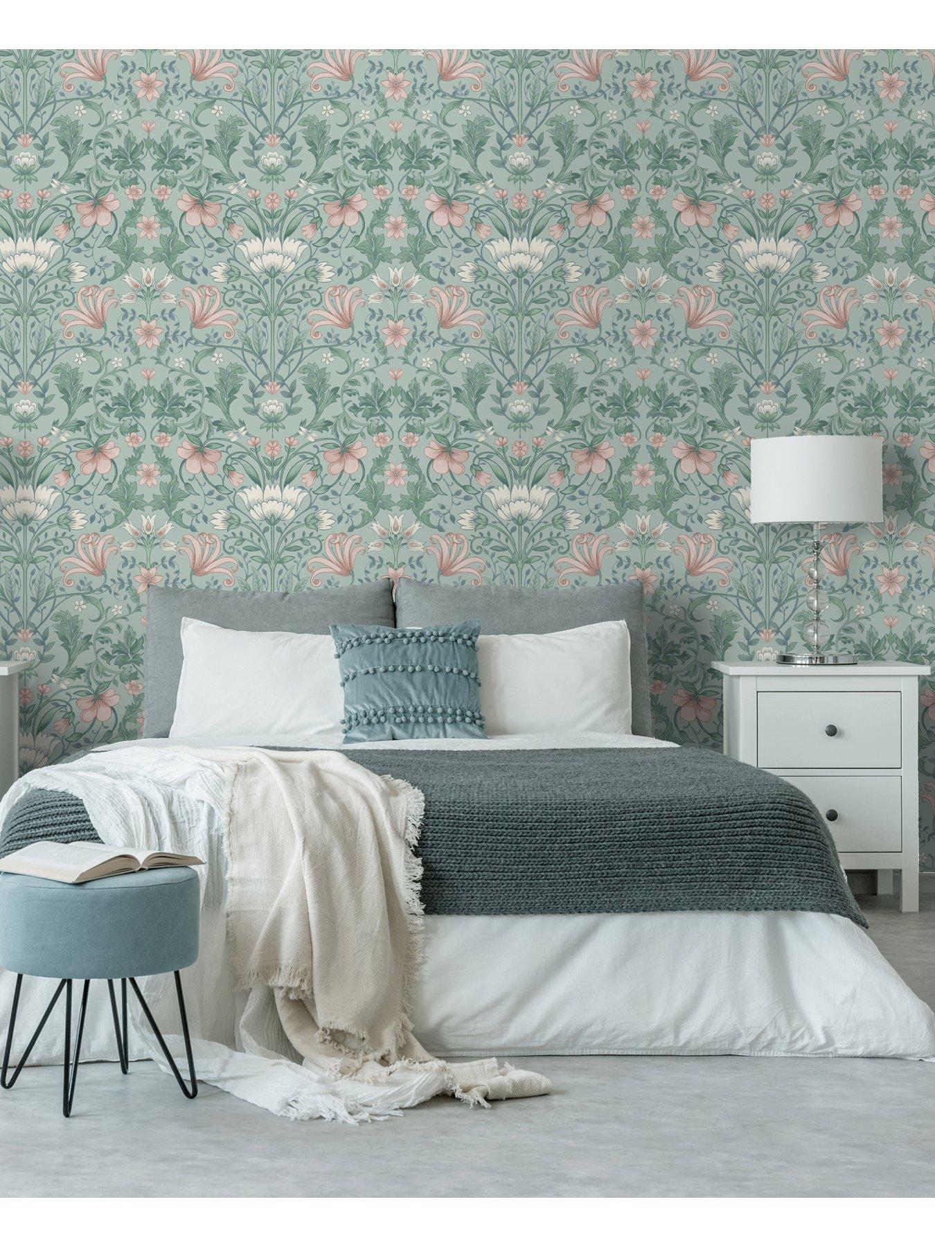 Image 4 of 5 of Holden Decor Vintage Floral Wallpaper - Soft Teal
