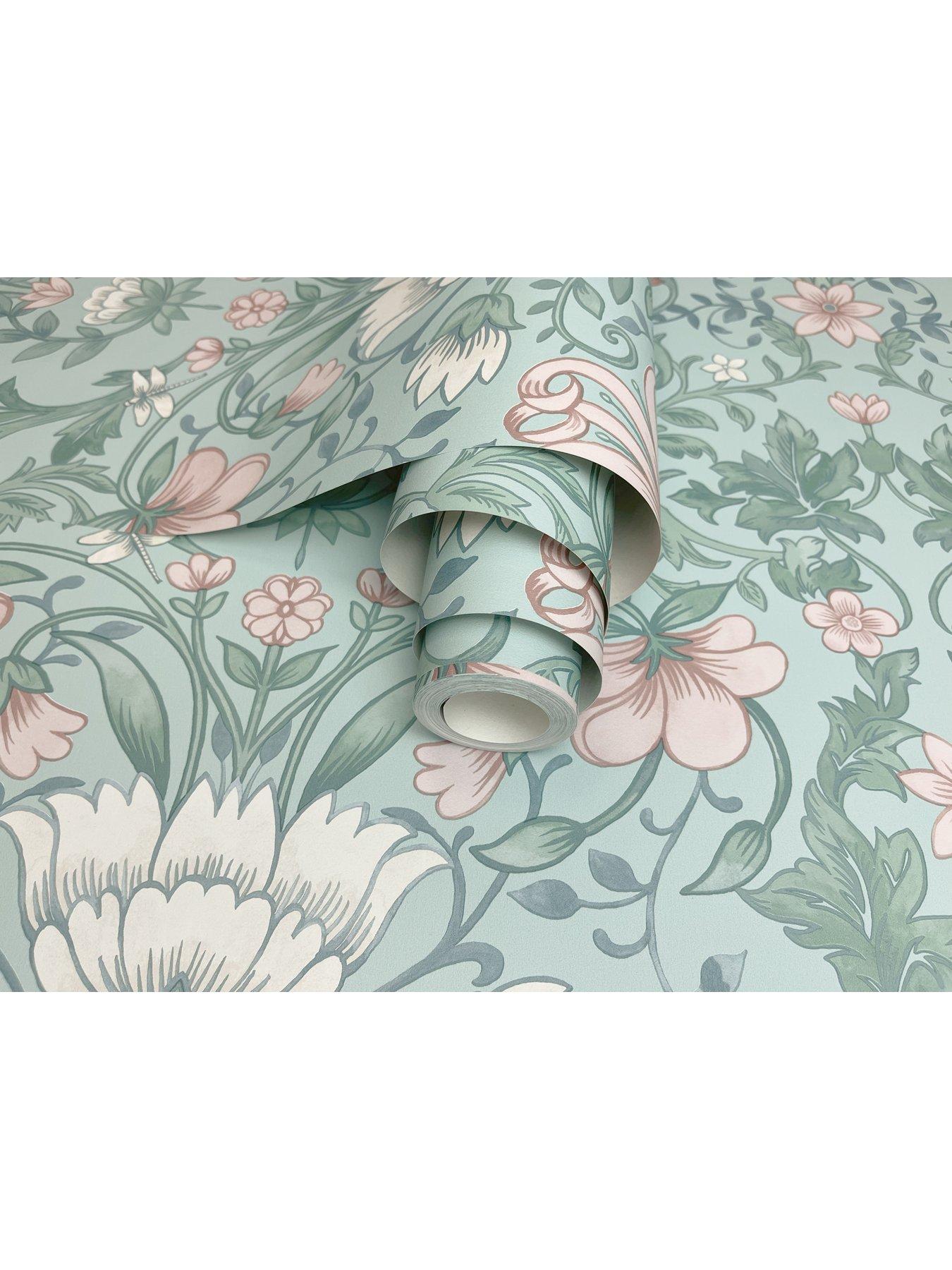 Image 5 of 5 of Holden Decor Vintage Floral Wallpaper - Soft Teal