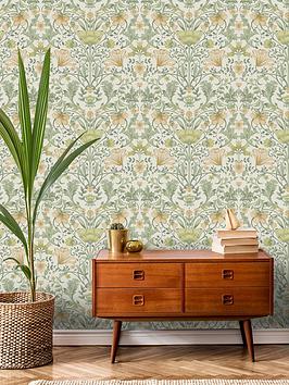 Product photograph of Holden Decor Vintage Floral Wallpaper - Cream Ochre from very.co.uk