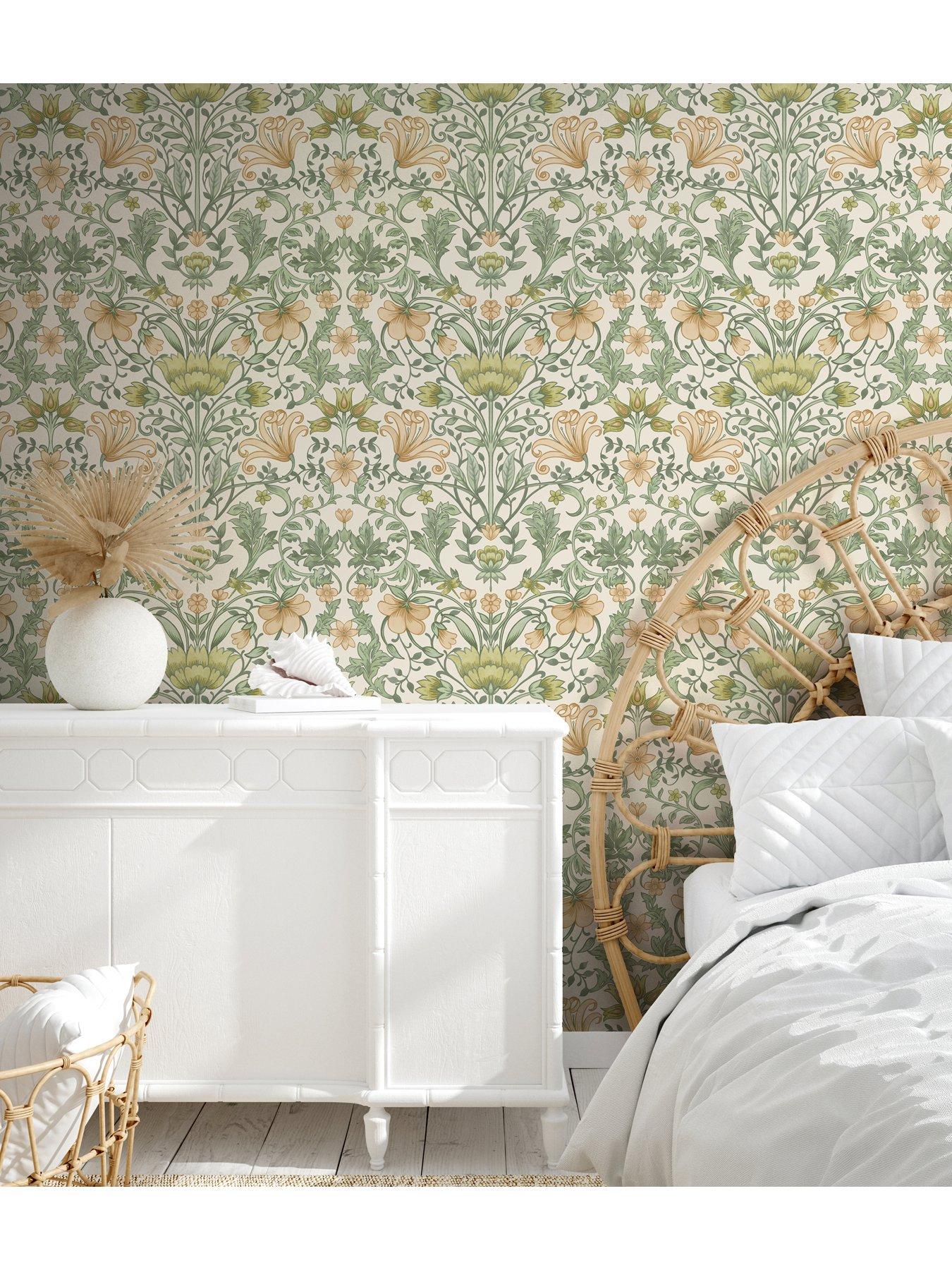 Holden Decor Vintage Floral Wallpaper - Cream / Ochre | Very.co.uk