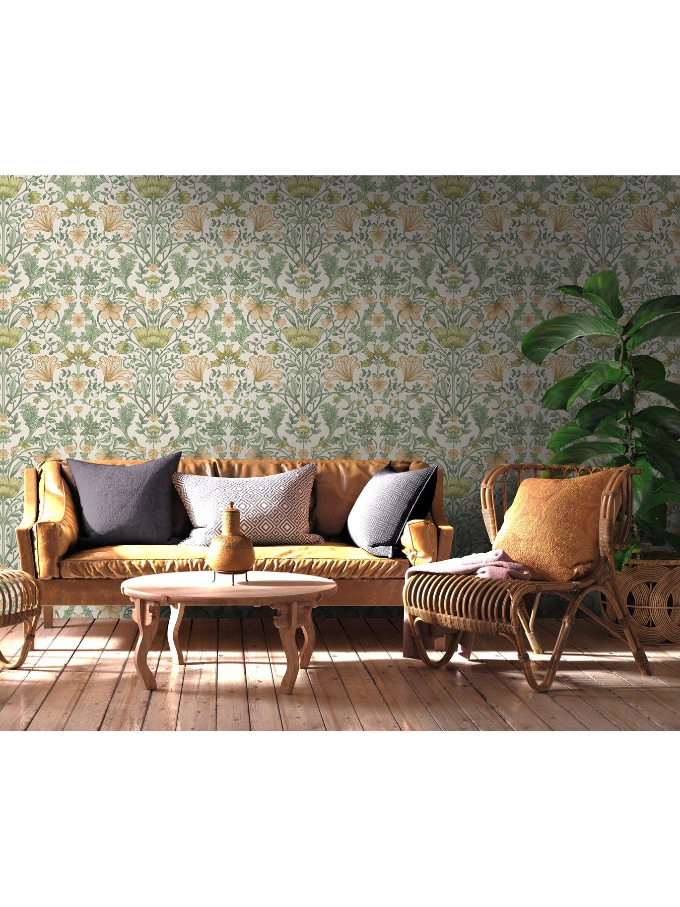 Holden Decor Vintage Floral Wallpaper - Cream / Ochre | Very.co.uk