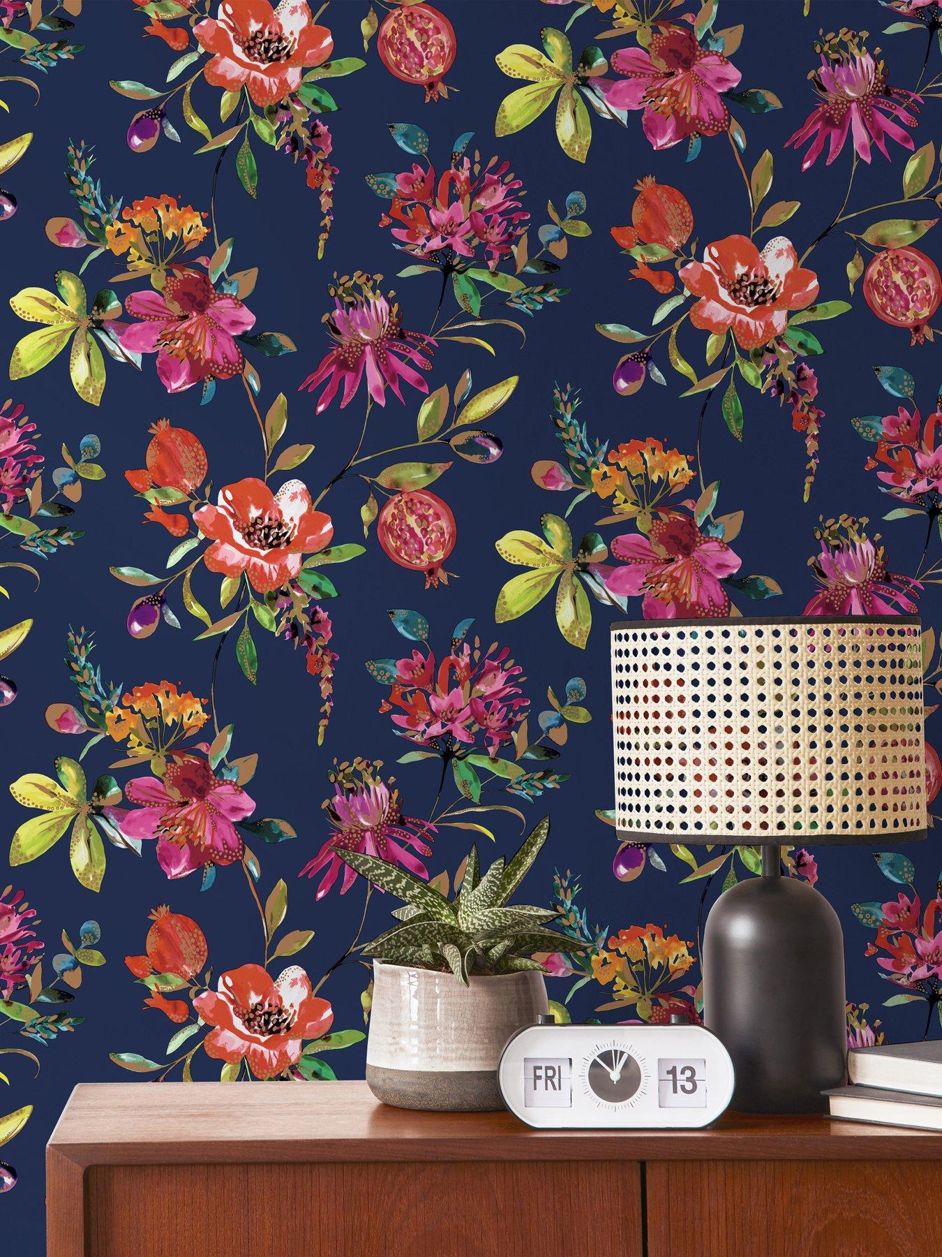 Product photograph of Holden Decor Melgrano Wallpaper - Navy from very.co.uk