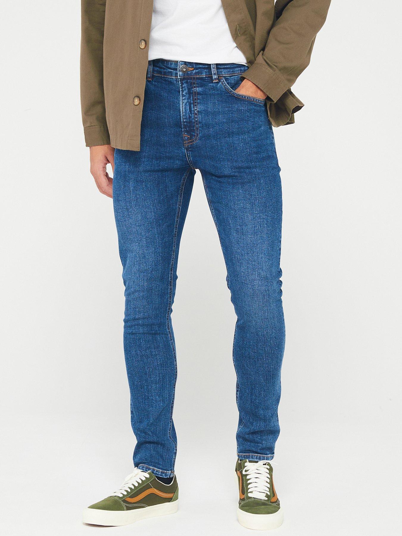 Very Man Skinny Jeans With Stretch - Mid Blue Wash