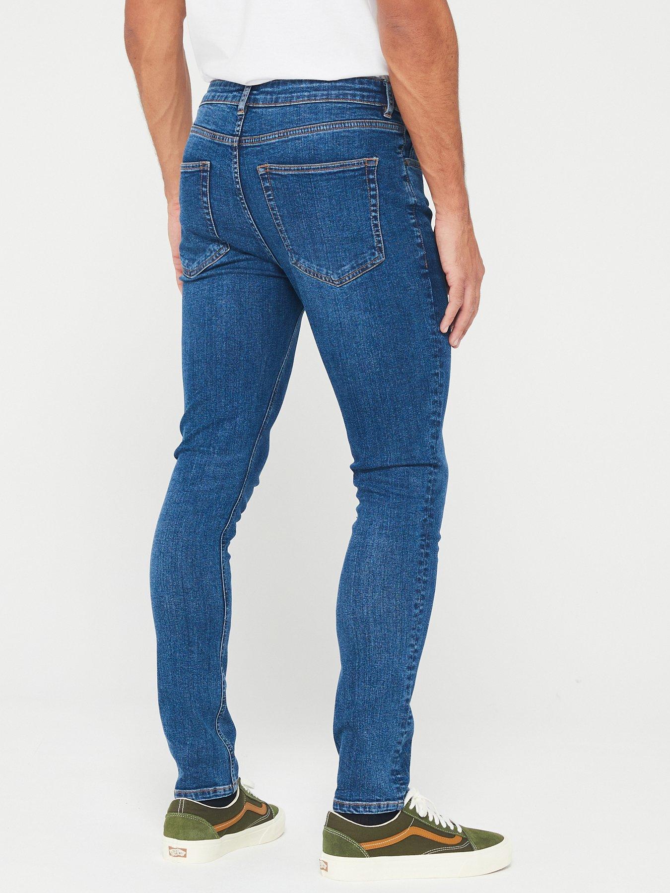Image 2 of 6 of Very Man Skinny Jeans With Stretch - Mid Blue Wash