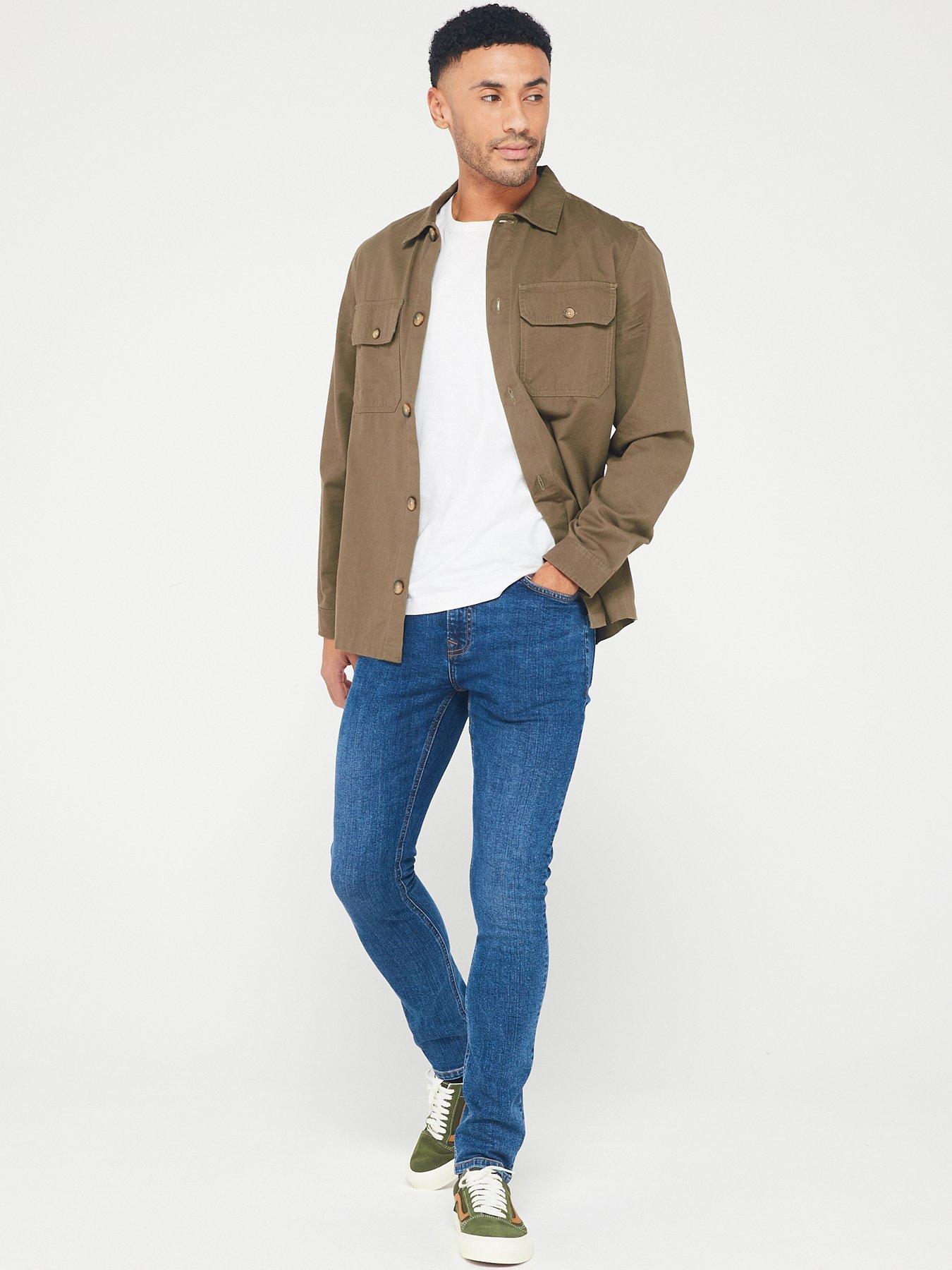 Image 3 of 6 of Very Man Skinny Jeans With Stretch - Mid Blue Wash