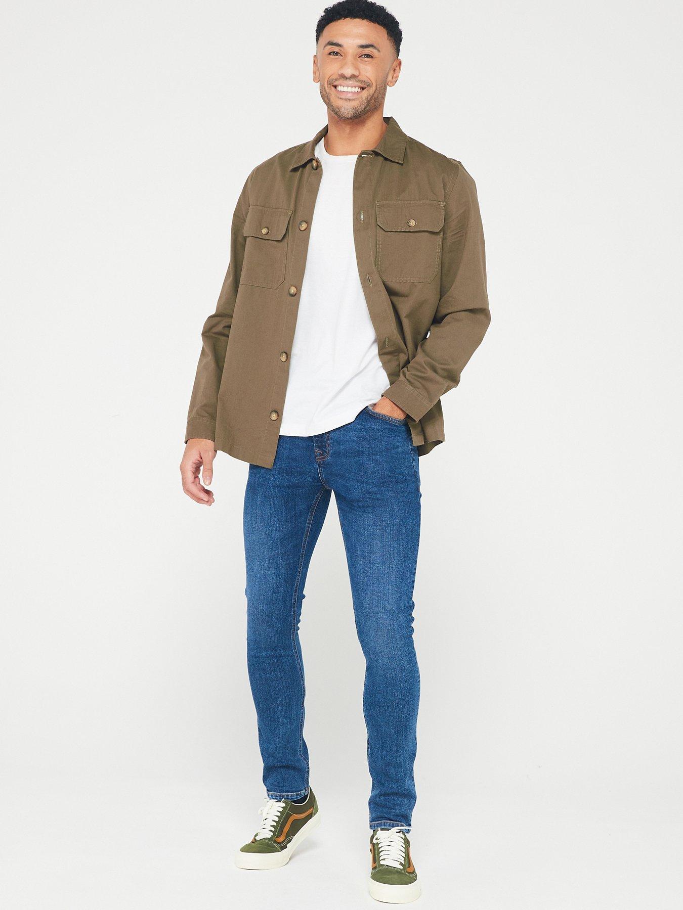 Image 5 of 6 of Very Man Skinny Jeans With Stretch - Mid Blue Wash