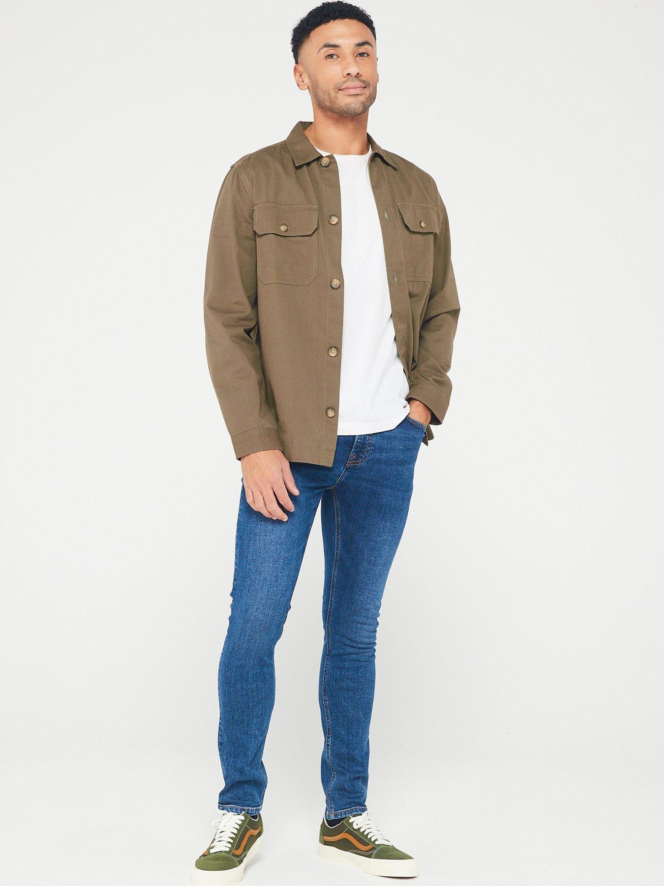 Image 6 of 6 of Very Man Skinny Jeans With Stretch - Mid Blue Wash