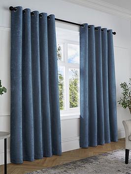 Product photograph of Curtina Textured Chenille Lined Eyelet Curtains from very.co.uk