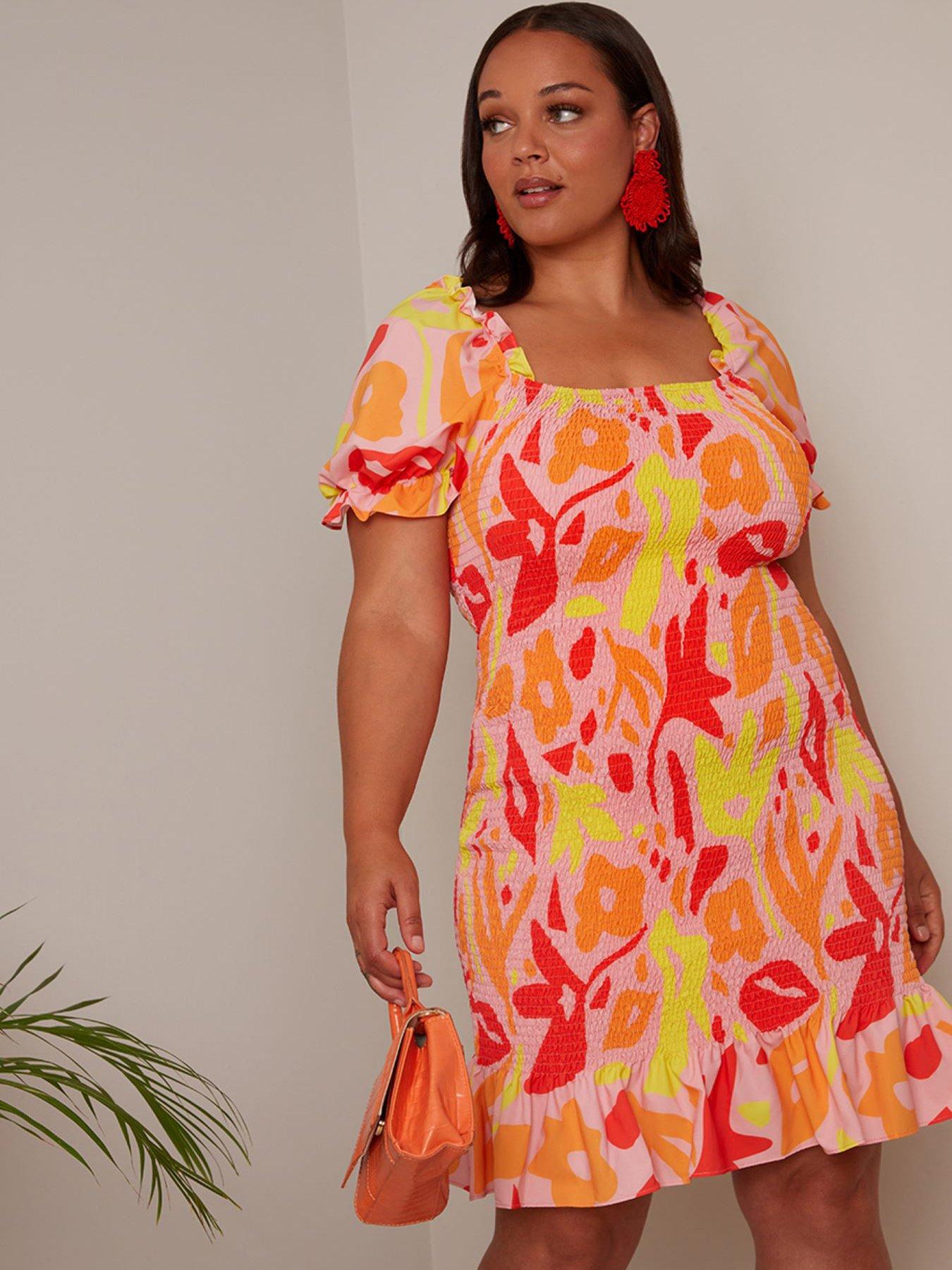 Curve Floral Print Mini Dress by Chi Chi London