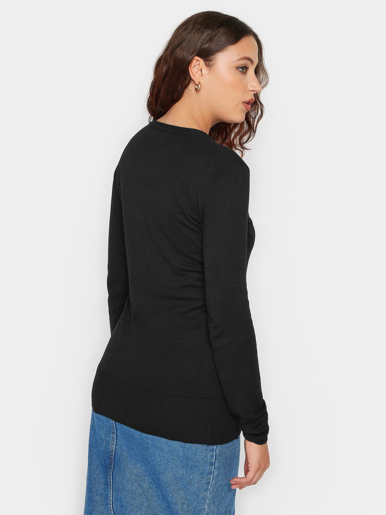 Long Tall Sally Black Crew Neck Cardigan | Very.co.uk