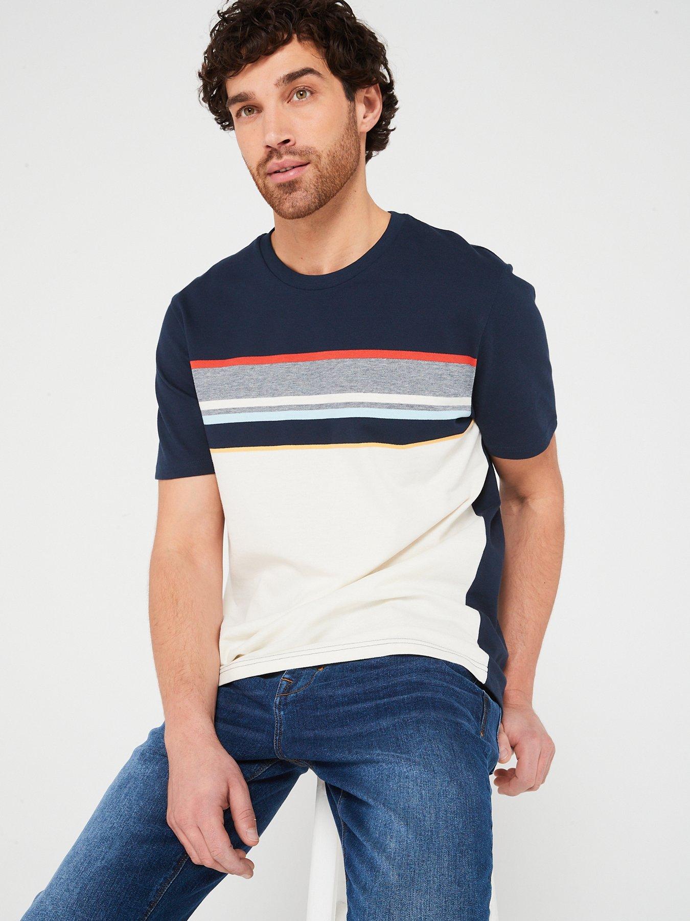 Very Man Yarn Dyed Pique T-shirt - Navy | Very.co.uk
