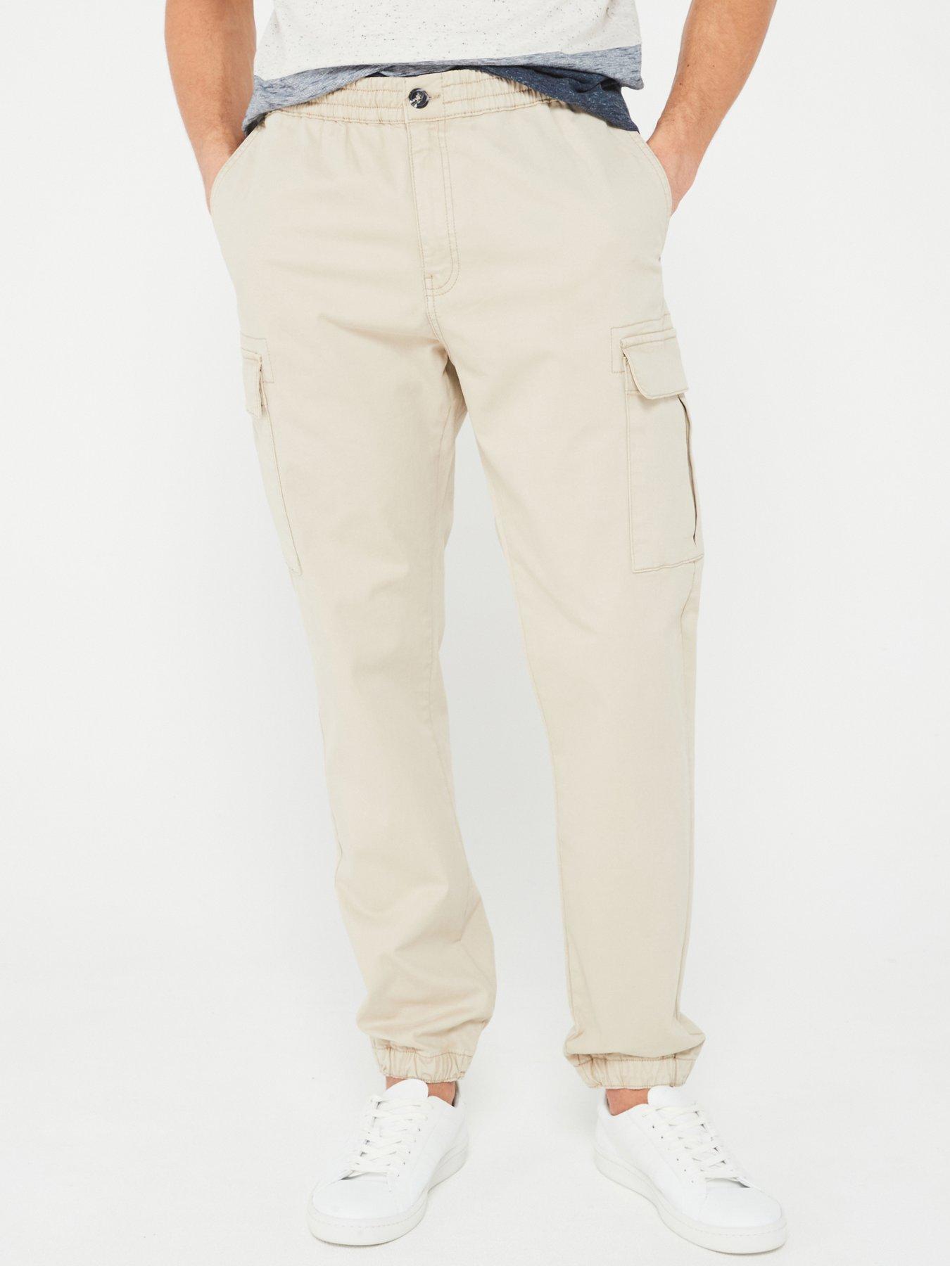 Very Man Cuffed Cargo Trouser - Stone | Very.co.uk