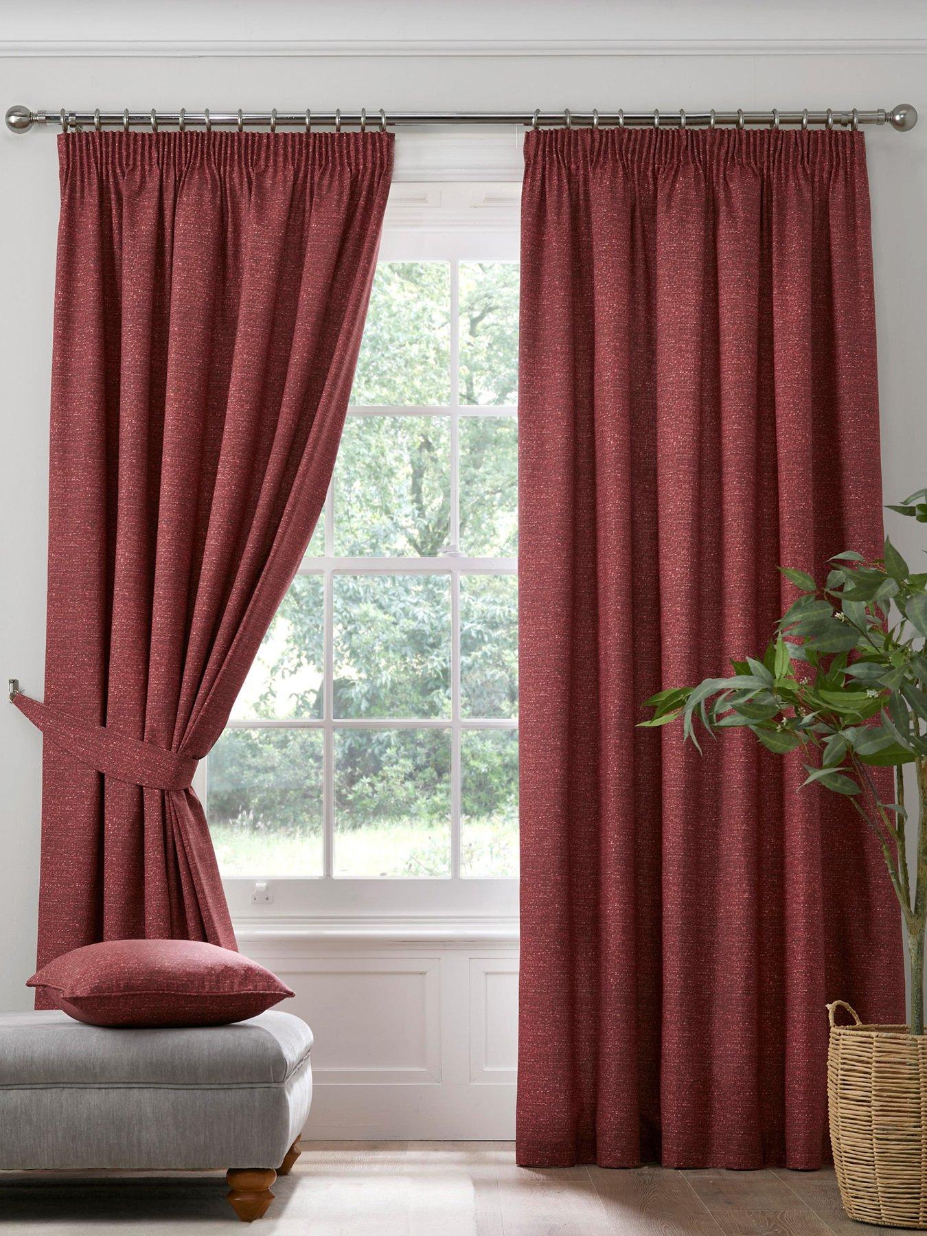 Dreams & Drapes Super Thermal Brushed Pleated Curtains - Red