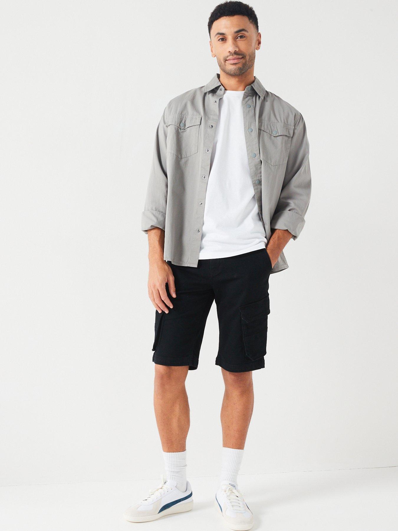 Very Man Denim Cargo Short - Black | Very.co.uk