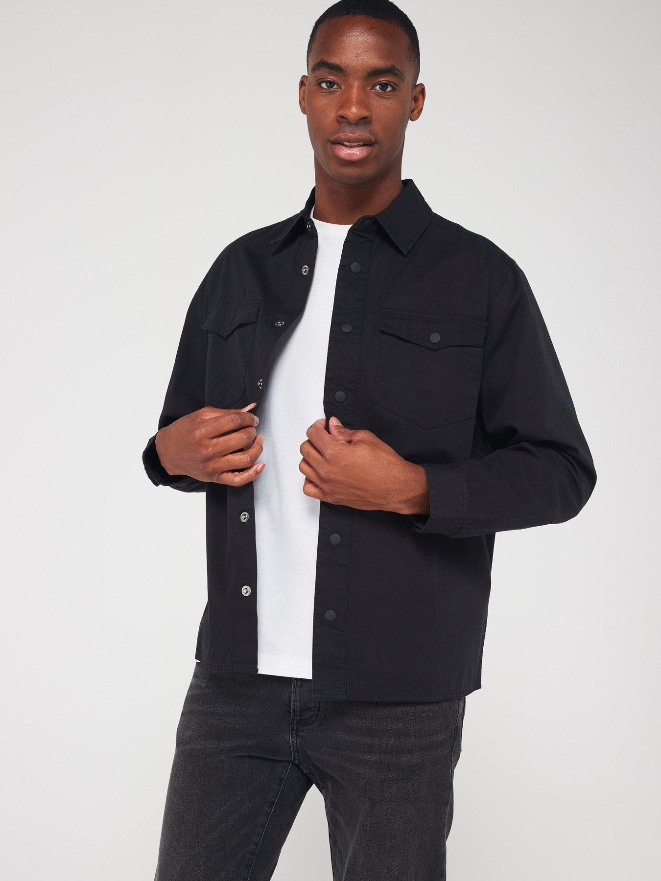 Very Man Double Pocket Overshirt - Black | Very.co.uk