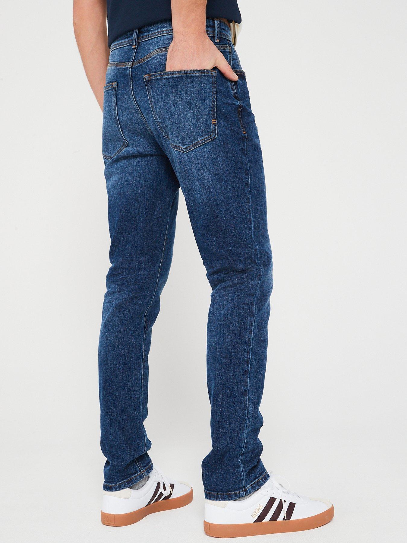 Image 2 of 4 of Very Man Slim Jeans With Stretch - Mid Blue Wash