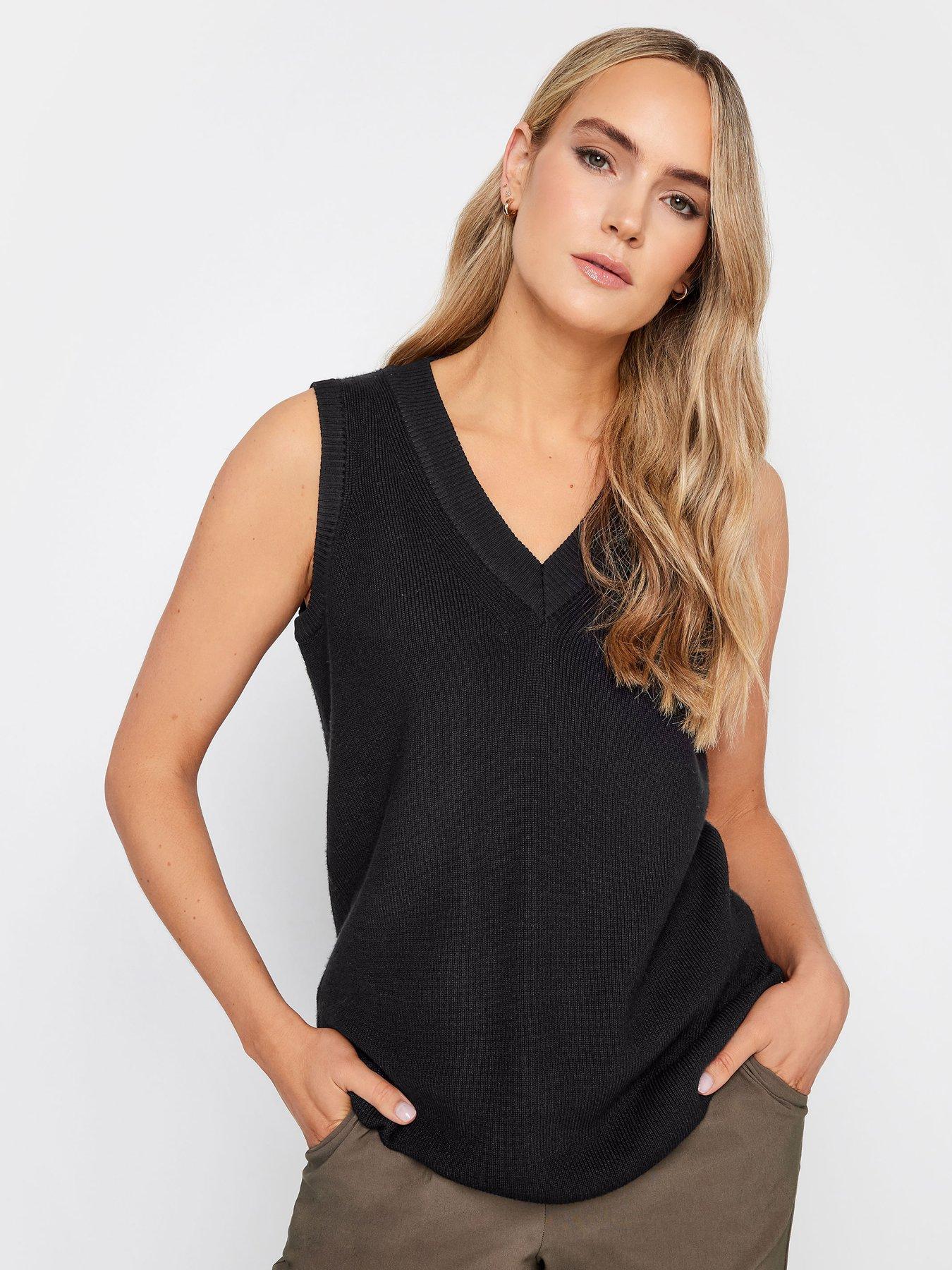 Long Tall Sally Black V Neck Knitted Vest