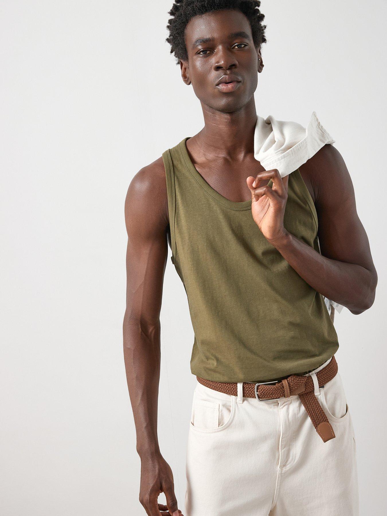 The Very Collection Pure Cotton Jersey Vest - Khaki