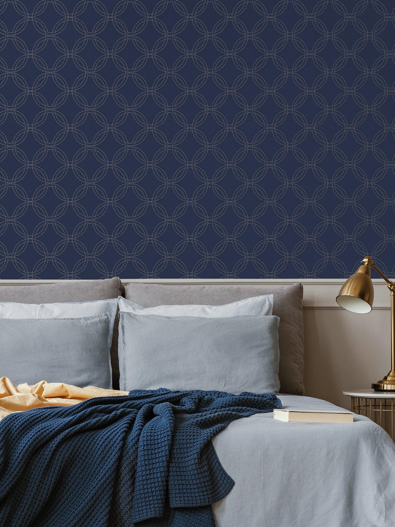 Superfresco Easy Serpentine Geo Wallpaper - Navy/Gold