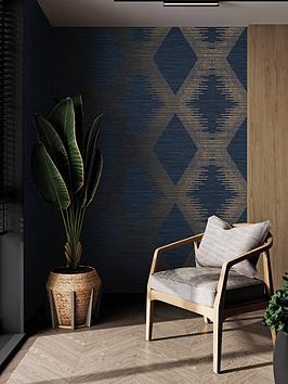Product photograph of Superfresco Easy Serenity Geo Wallpaper - Navy Copper from very.co.uk