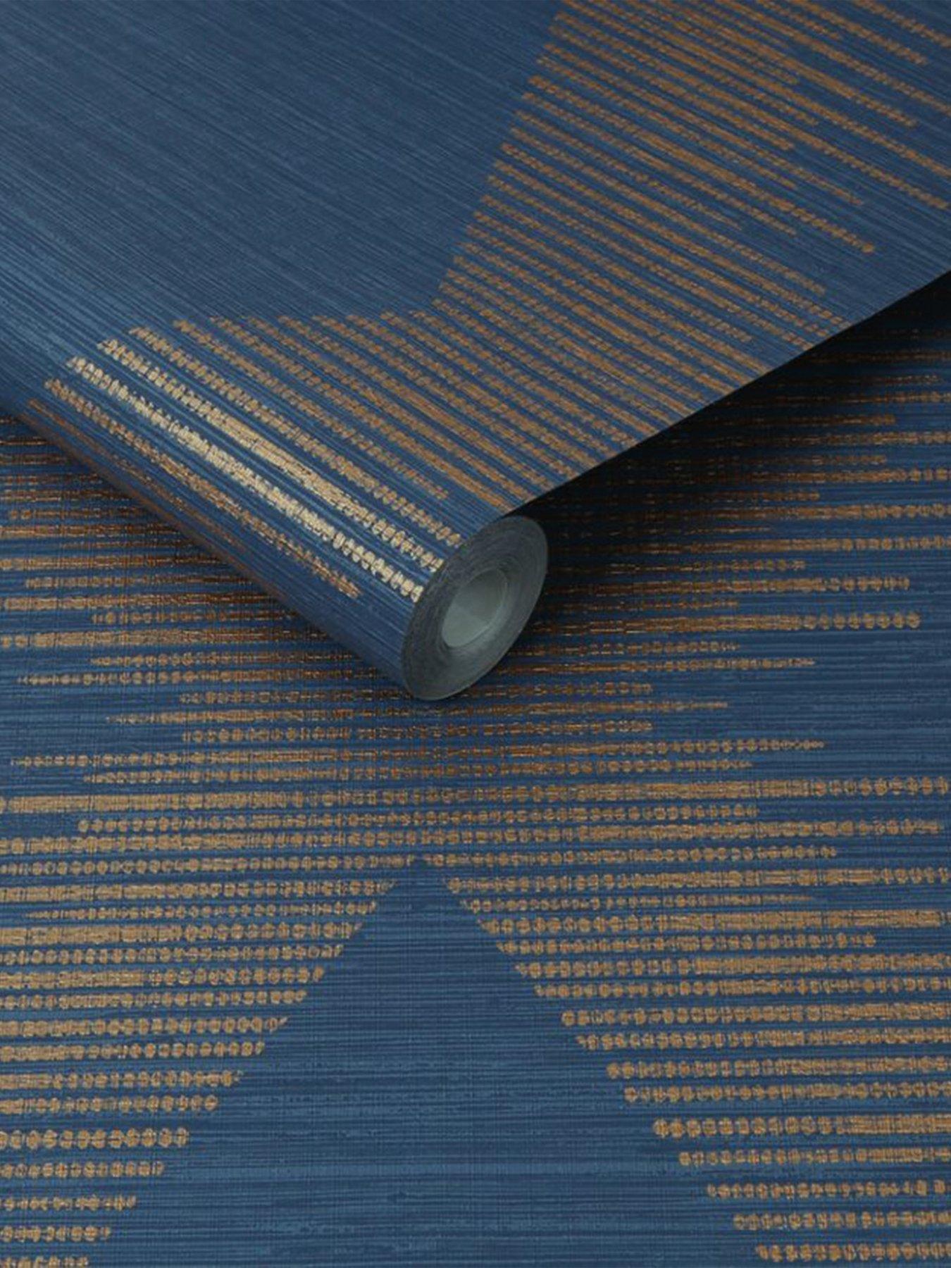 Superfresco Easy Serenity Geo Wallpaper Navy/copper very.co.uk