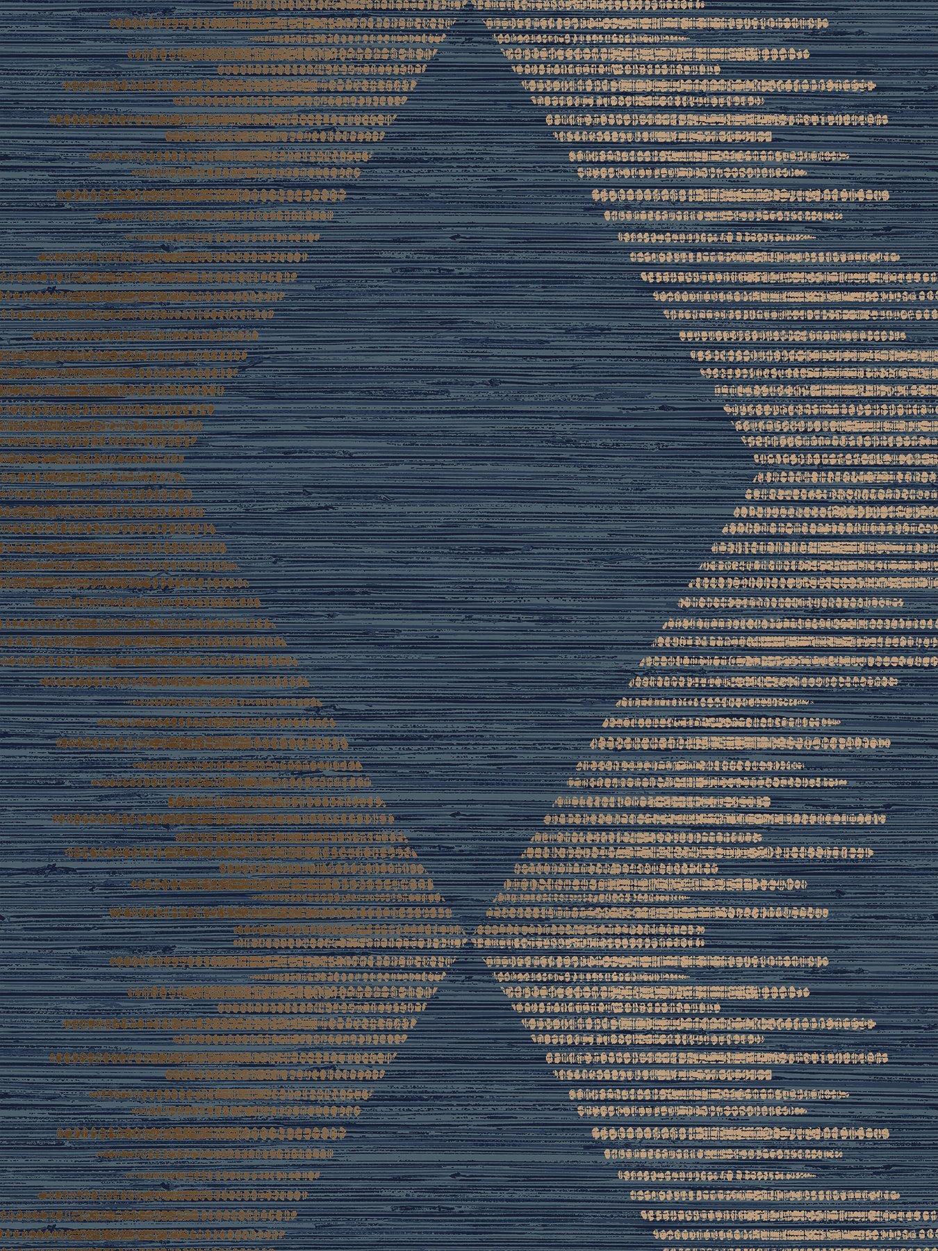 Image 4 of 7 of Superfresco Easy Serenity Geo Wallpaper - Navy/copper