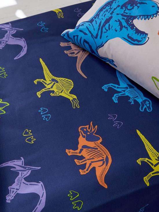 front image of catherine-lansfield-prehistoric-dinosaurs-fitted-sheet-blue