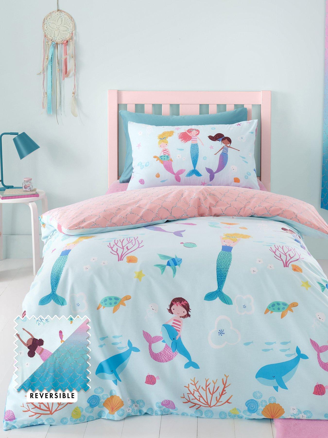 Image 1 of 5 of Catherine Lansfield Mermaid Blue Reversible Duvet Cover Set&nbsp;