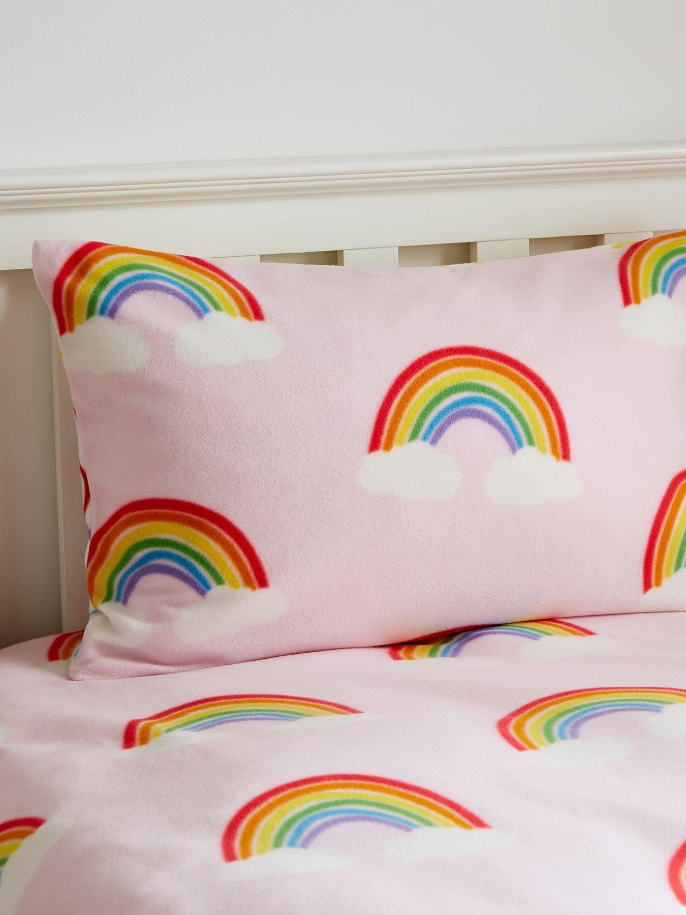 Image 3 of 5 of Catherine Lansfield Rainbow Hearts Soft Cosy Fleece Pink Duvet Set - Tb