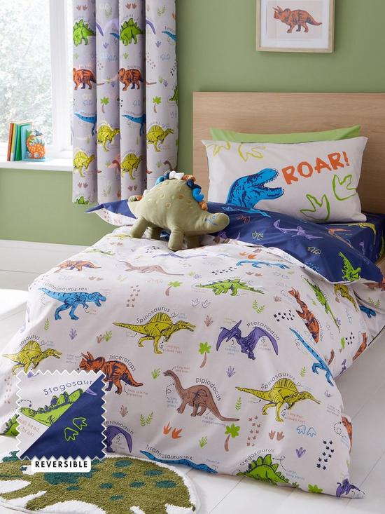 front image of catherine-lansfield-prehistoric-dinosaurs-natural-duvet-cover-set
