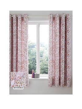 Catherine Lansfield Enchanted Butterfly Reversible Eyelet Curtains - Pink