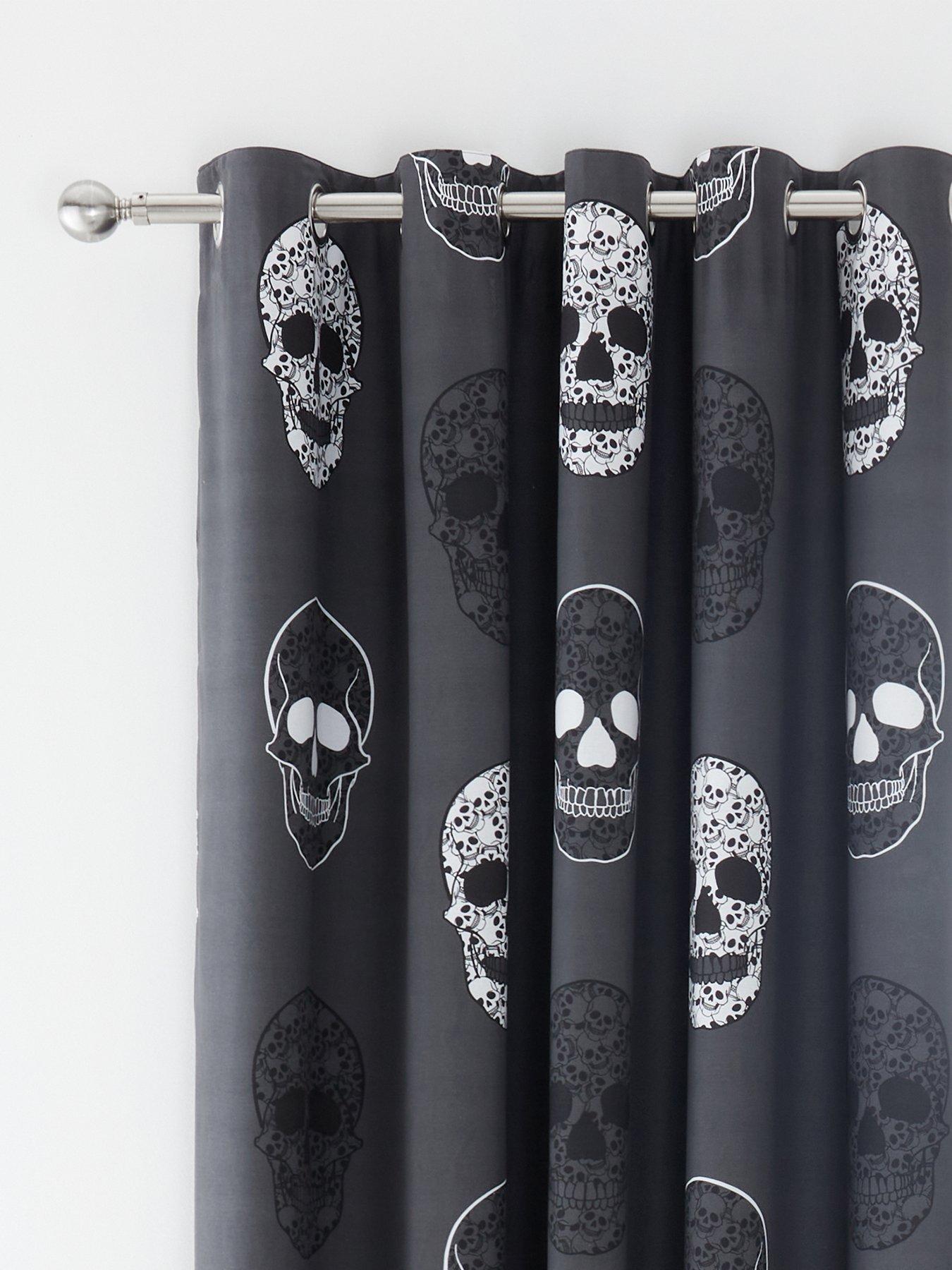 Image 3 of 5 of Catherine Lansfield Skulls Curtains- 66X72 Inch