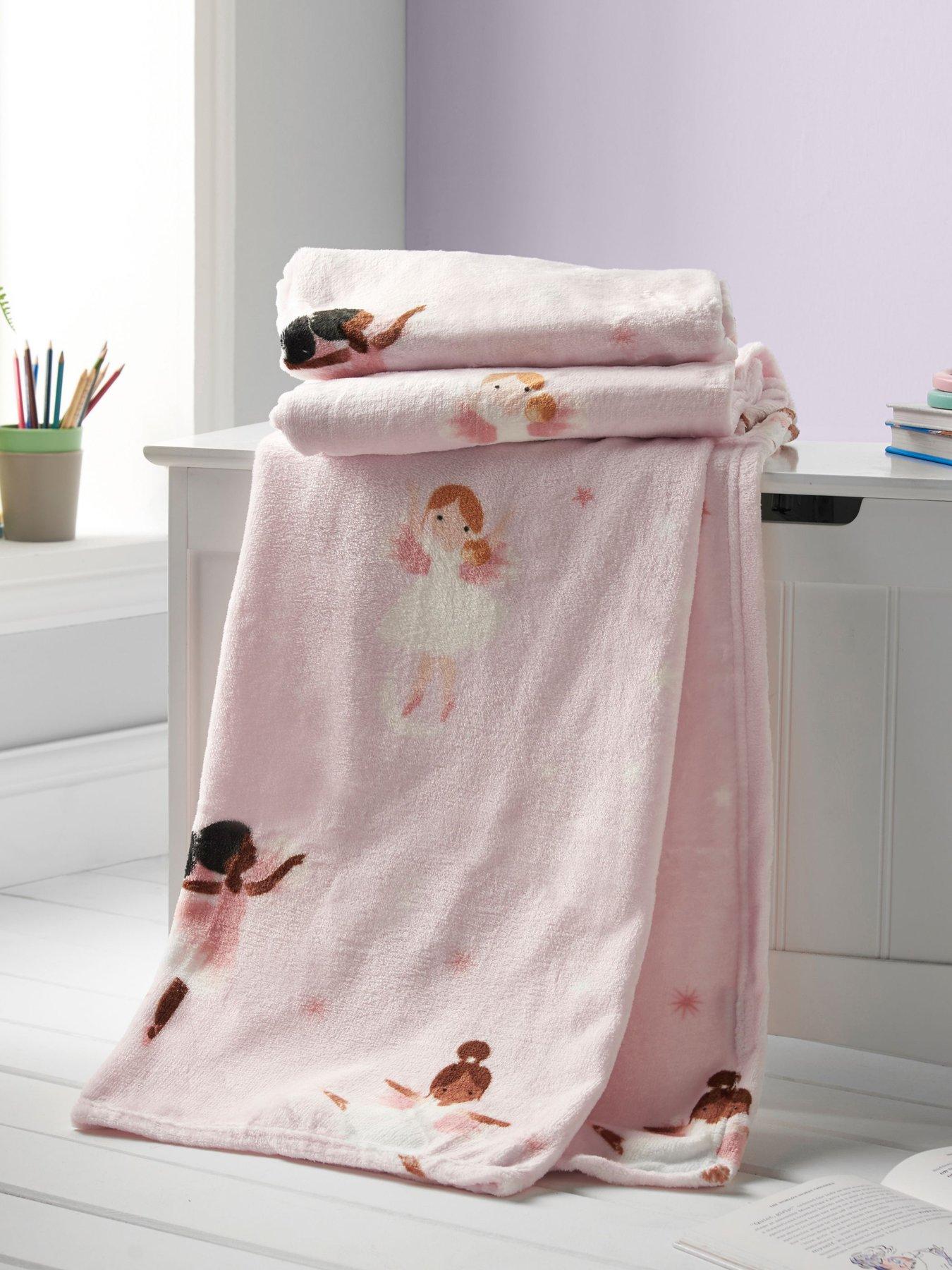 Catherine Lansfield Dancing Fairies Soft Cosy Fleece Throw Pink Very
