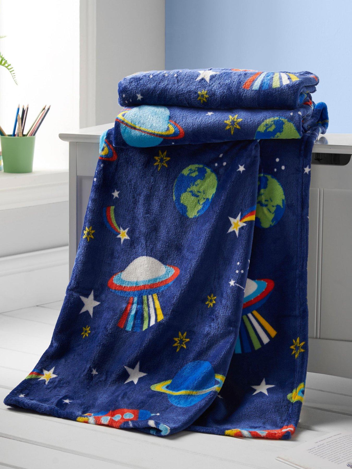 Catherine Lansfield Lost in Space Soft Cosy Fleece Blanket - Blue