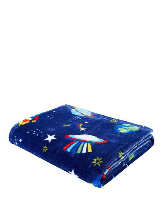 stillFront image of catherine-lansfield-lost-in-space-soft-cosy-fleece-blanket-blue