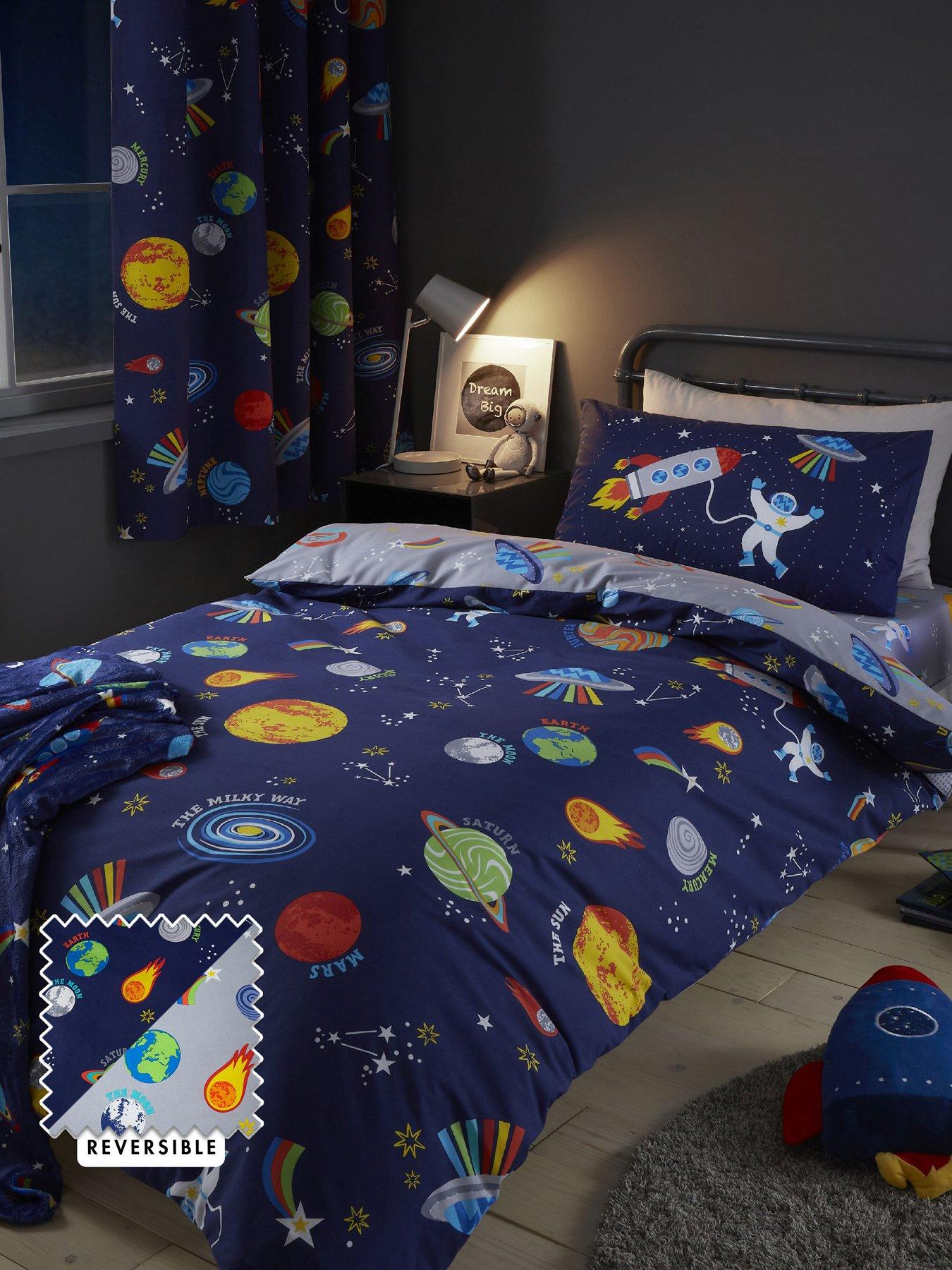 Image 1 of 6 of Catherine Lansfield Lost in Space Duvet Cover Set - Blue