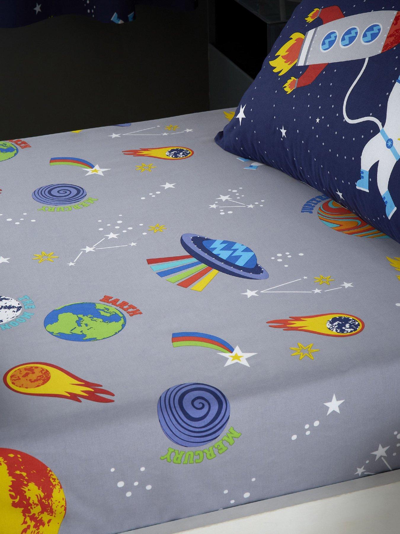 Catherine Lansfield Lost in Space Fitted Sheet - Grey